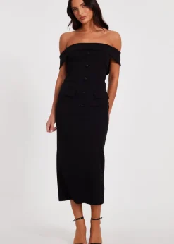 Quiz Black Bardot Midaxi Dress
