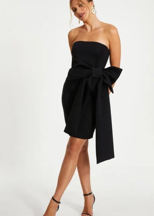 Quiz Black Bow Strapless Bodycon Dress