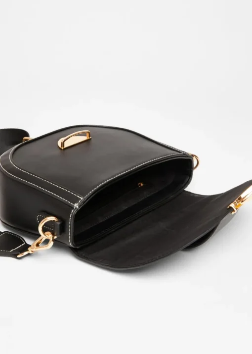 Quiz Black Contrast Stitch Cross Body Bag