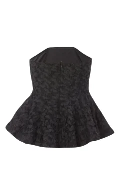 Quiz Black Floral Textured Peplum Top
