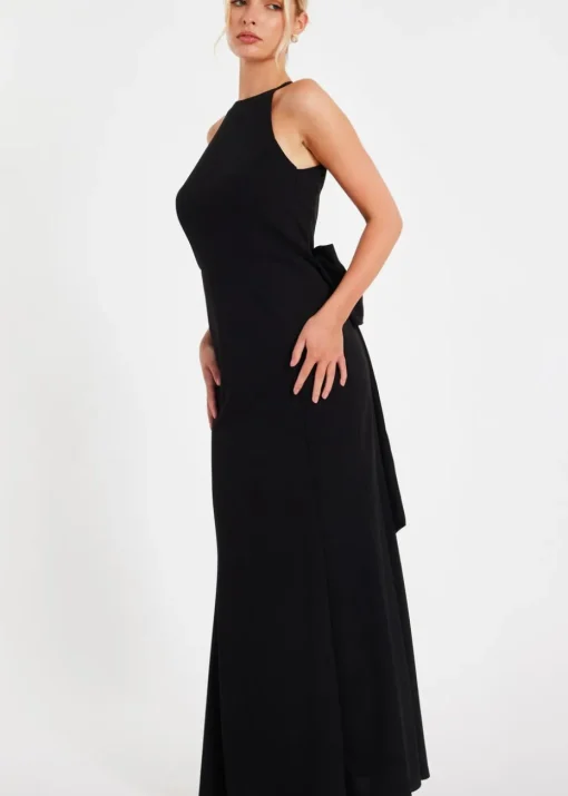 Quiz Black Halter Neck Fishtail Maxi Dress