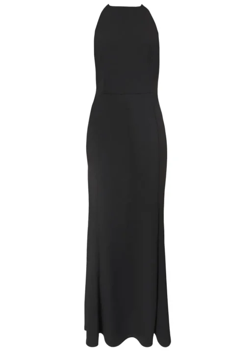 Quiz Black Halter Neck Fishtail Maxi Dress
