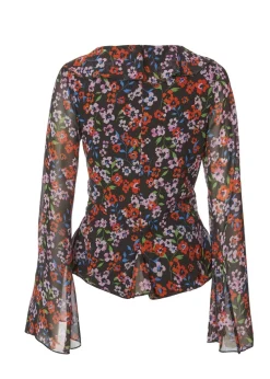 Quiz Black Mesh Floral Blouse
