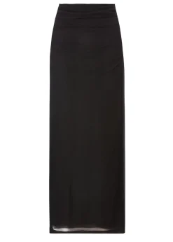 Quiz Black Mesh Ruched Midaxi Skirt