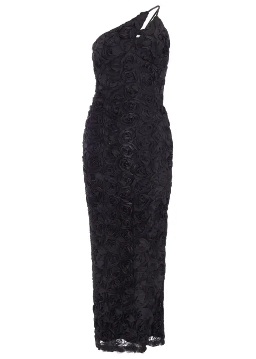 Quiz Black One Shoulder Floral Maxi Dress