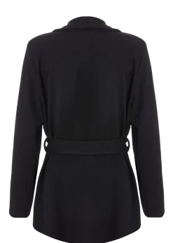 Quiz Black Petite Tie Waist Blazer