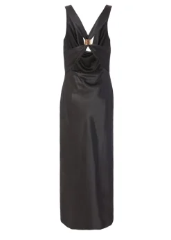 Quiz Black Satin Cowl Neck Midaxi Dress