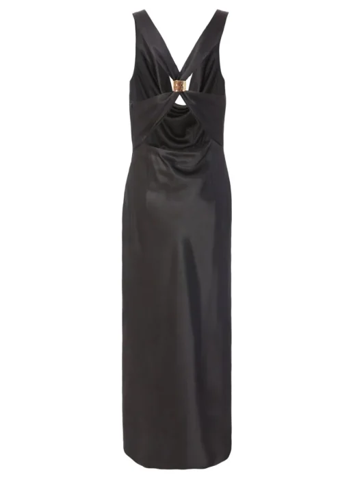 Quiz Black Satin Cowl Neck Midaxi Dress