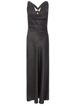 Quiz Black Satin Cowl Neck Midaxi Dress
