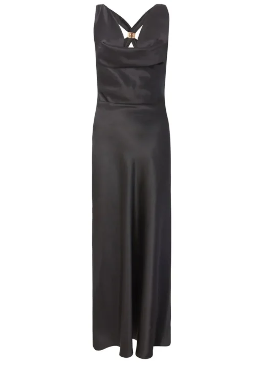 Quiz Black Satin Cowl Neck Midaxi Dress