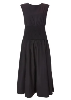 Quiz Black Shirred Waist Midaxi Dress