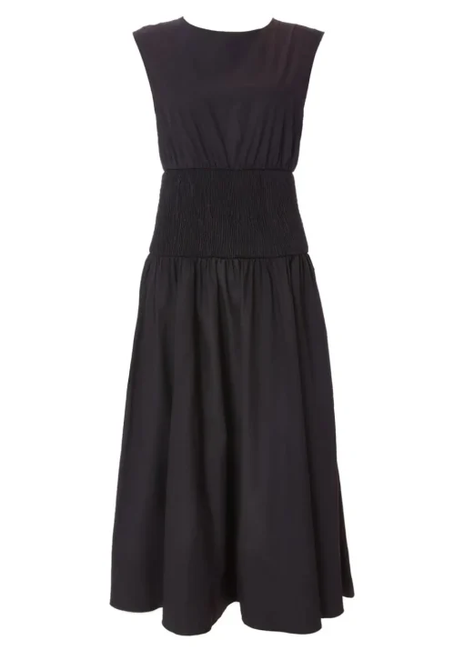 Quiz Black Shirred Waist Midaxi Dress