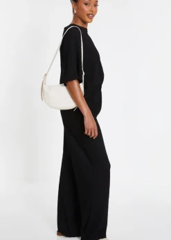 Quiz Black Textured Palazzo Trousers
