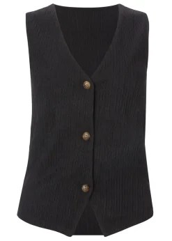 Quiz Black V Neck Textured Waistcoat