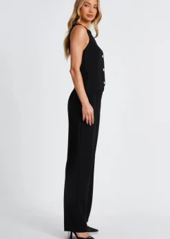 Quiz Black Waistcoat Jumpsuit