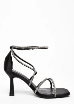 Quiz Black Wide Fit Diamante Heels