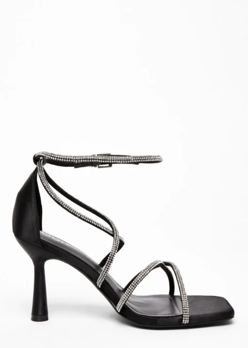 Quiz Black Wide Fit Diamante Heels