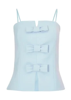 Quiz Blue Bow Front Strappy Top