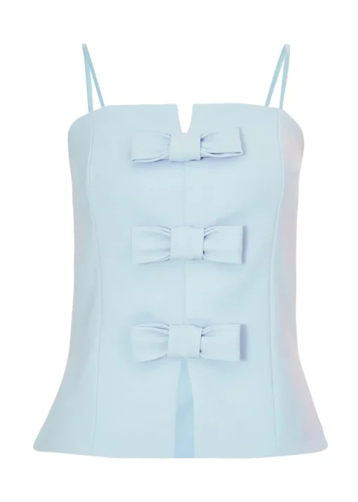 Quiz Blue Bow Front Strappy Top
