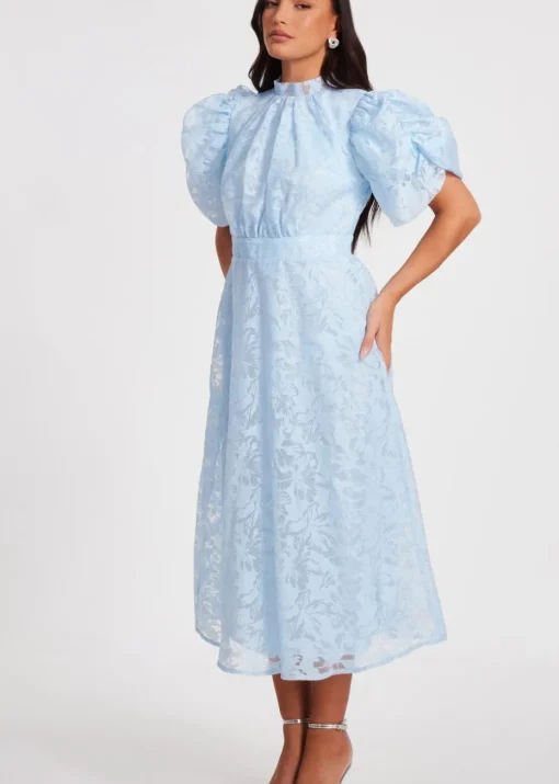 Quiz Blue Chiffon Diamante Midi Dress
