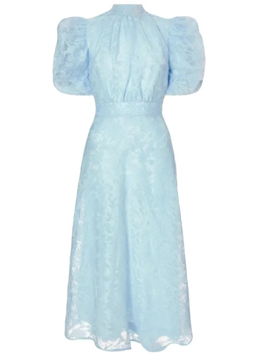 Quiz Blue Chiffon Diamante Midi Dress