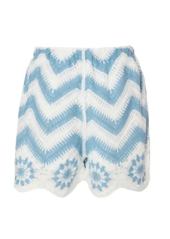 Quiz Blue Crochet Scalloped Shorts
