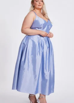 Quiz Blue Curve Taffeta Midi Dress