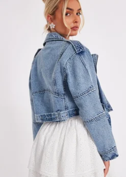 Quiz Blue Denim Biker Jacket