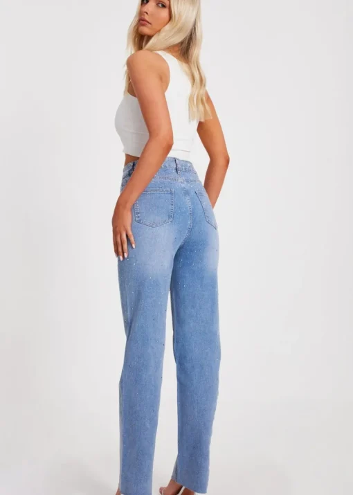 Quiz Blue Denim Embellished Jeans