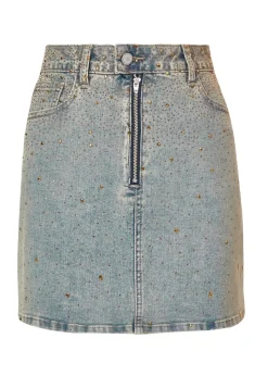Quiz Blue Denim Embellished Mini Skirt