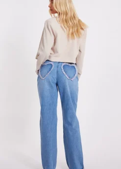 Quiz Blue Denim Ruffle Heart Jeans