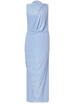 Quiz Blue Drape Shoulder Midaxi Dress