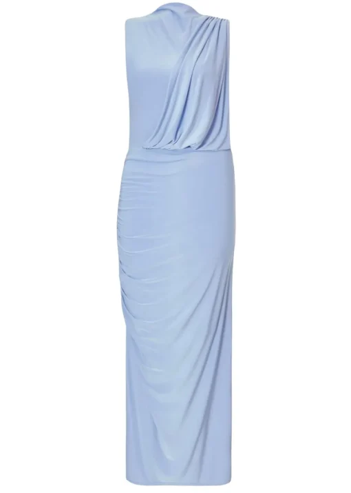 Quiz Blue Drape Shoulder Midaxi Dress