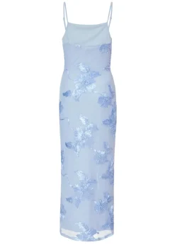 Quiz Blue Floral Applique Midaxi Dress