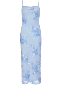 Quiz Blue Floral Applique Midaxi Dress