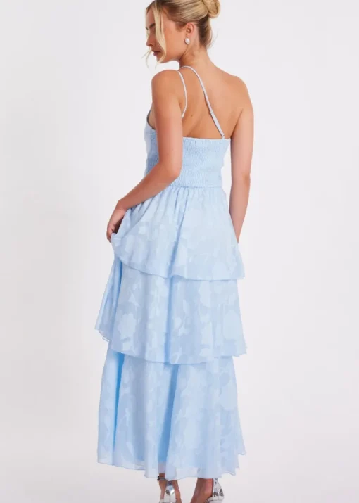 Quiz Blue Jacquard Maxi Dress