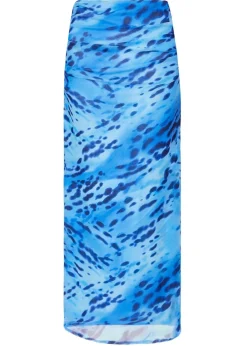 Quiz Blue Mesh Animal Print Midaxi Skirt