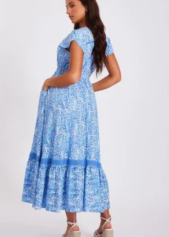 Quiz Blue Petite Animal Print Midaxi Dress