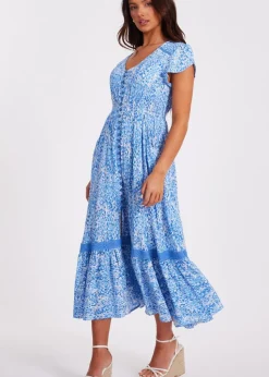 Quiz Blue Petite Animal Print Midaxi Dress