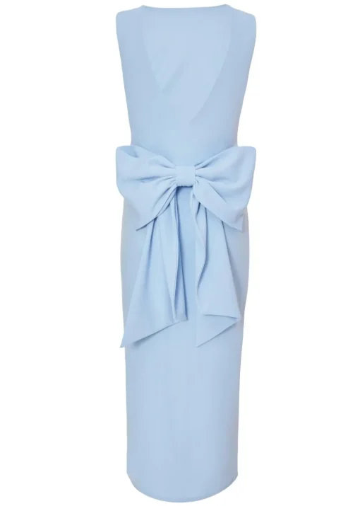 Quiz Blue Petite Bow Back Midaxi Dress