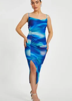 Quiz Blue Petite Cowl Neck Midi Dress