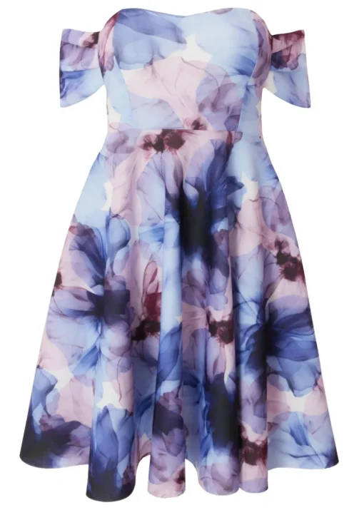 Quiz Blue Petite Floral Skater Dress