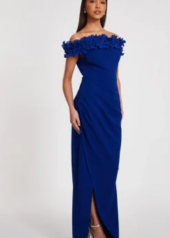 Quiz Blue Ruffle Maxi Dress