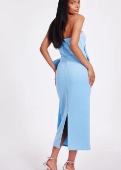 Quiz Blue Strapless Bow Midi Dress