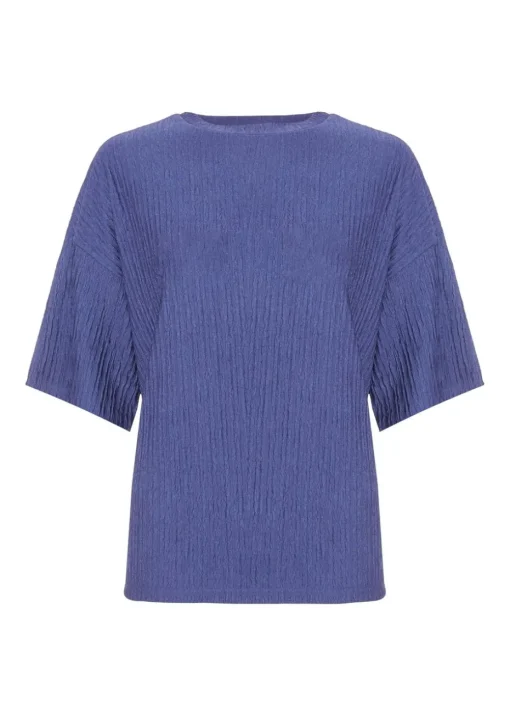Quiz Blue Textured T-Shirt