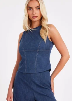 Quiz Blue Tie Back Top