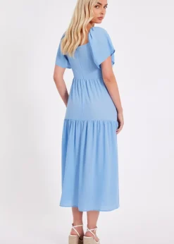 Quiz Blue Tiered Midaxi Dress
