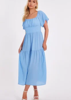 Quiz Blue Tiered Midaxi Dress