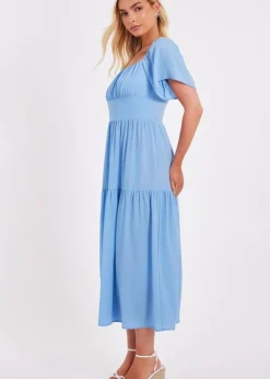 Quiz Blue Tiered Midaxi Dress