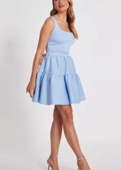 Quiz Blue Tiered Skater Mini Dress
